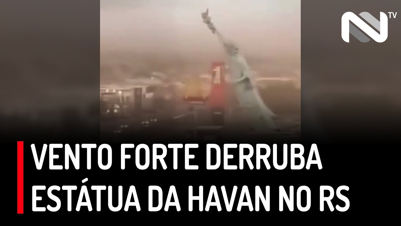 Vento forte derruba estátua da Havan em cidade do RS